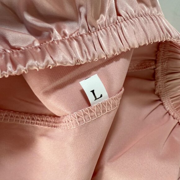 Chyrii Pink Pajama Short Set Size L Racerback Camisole Top Ruffle Trim Shorts - Picture 13 of 15